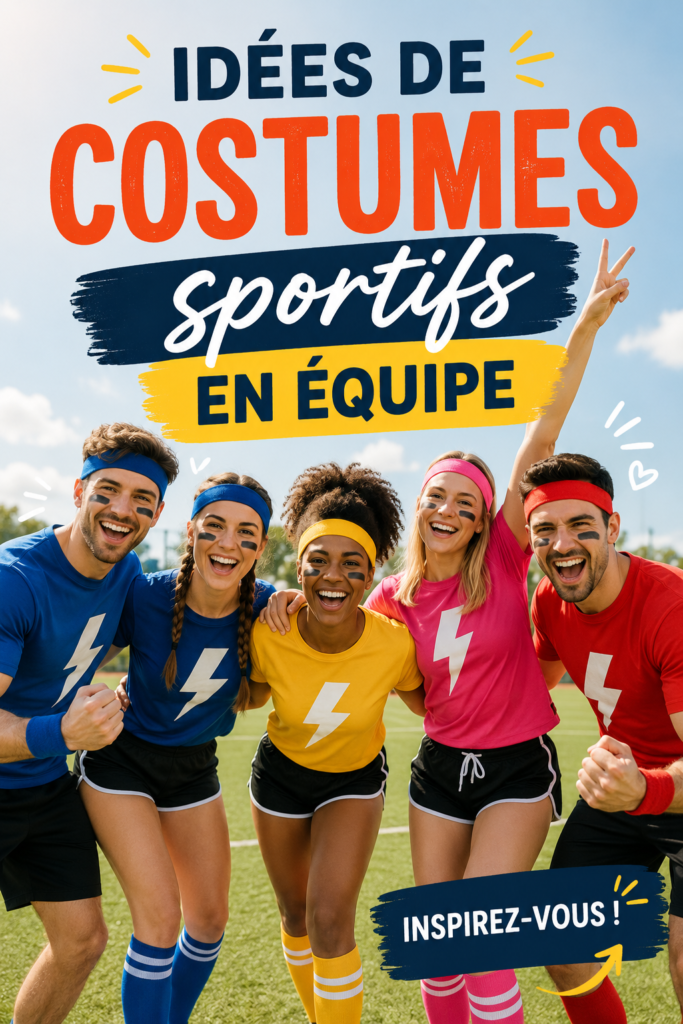 Équipe de sport portant des costumes colorés et amusants sur un terrain