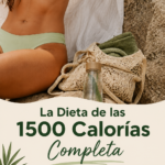Femme examinant un repas sain à 1500 calories sur une table ensoleillée.