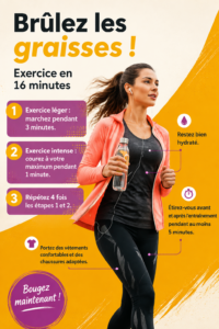 Femme en train de faire des exercices de fitness en 16 minutes à la maison