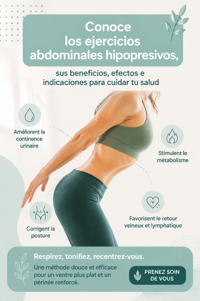 Femme pratiquant des exercices abdominaux hypopressifs sur un tapis de yoga.