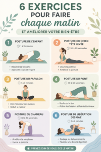 Femme pratiquant des exercices de yoga le matin pour améliorer son bien-être.