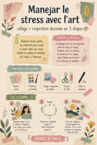 Femme en train de faire un collage relaxant pour gérer son stress