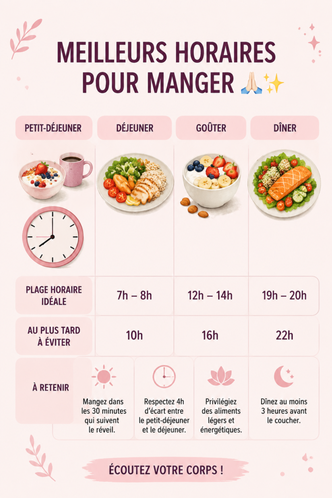 Image représentant un plat équilibré sur une table avec une horloge en arrière-plan.