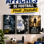 Affiches de football décorant un espace de vie chaleureux