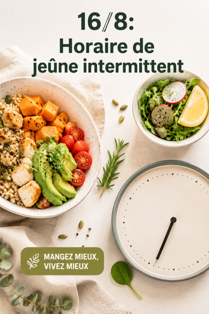 Femme pratiquant le jeûne intermittent 16/8 dans un cadre serein.