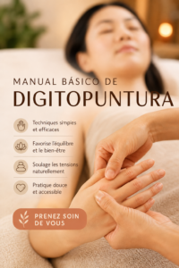 Image d'une femme pratiquant la digitopuncture sur elle-même pour améliorer son bien-être.