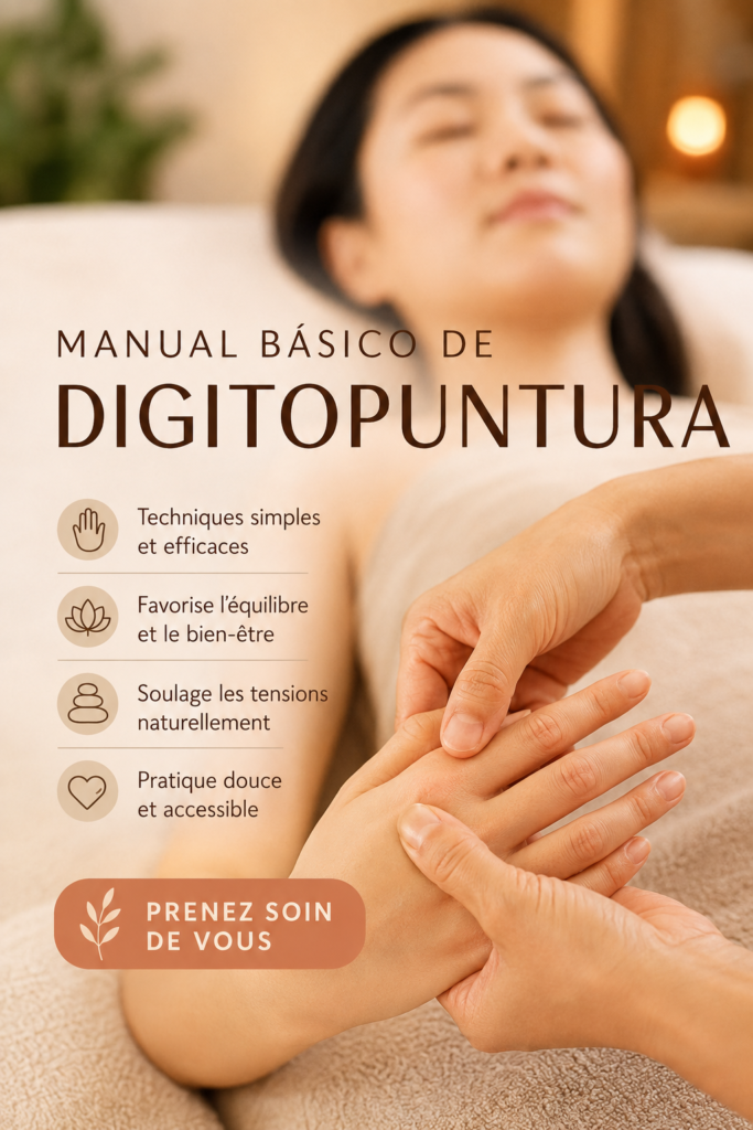 Image d'une femme pratiquant la digitopuncture sur elle-même pour améliorer son bien-être.