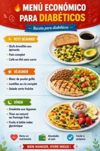Plateau de plats sains et économiques, idéaux pour un régime équilibré pour diabétiques