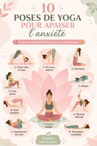 Femme pratiquant le yoga dans un cadre apaisant pour lutter contre l'anxiété.