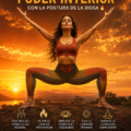Femme pratiquant la posture de la déesse dans un cadre naturel, symbolisant la force et l'énergie féminine.