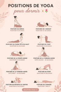 Femme pratiquant le yoga dans une chambre calme, préparant un sommeil reposant