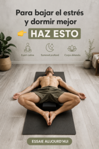 Femme pratiquant le yoga dans un cadre paisible pour se relaxer et mieux dormir