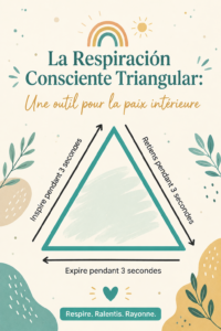 Une femme pratiquant la respiration consciente triangulaire dans un environnement paisible.