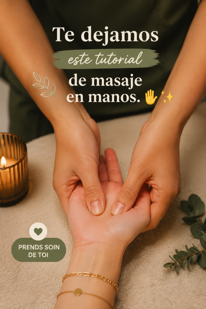 Femme se relaxant avec un massage de ses mains pour le bien-être
