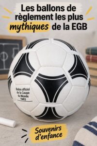 Ballons de foot mythiques sur un terrain de sport