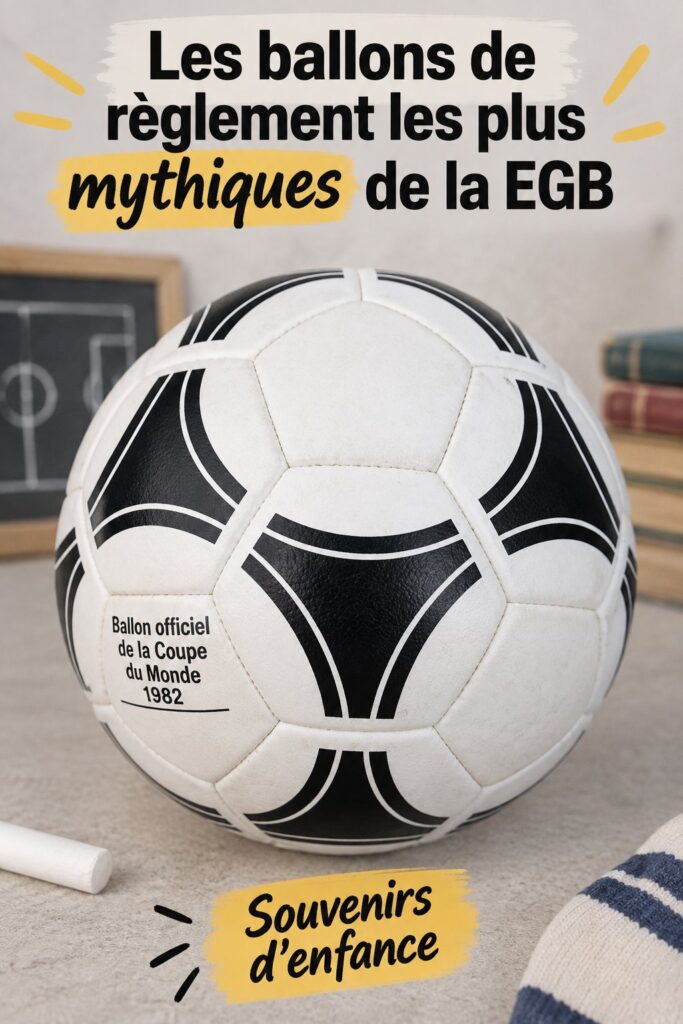 Ballons de foot mythiques sur un terrain de sport