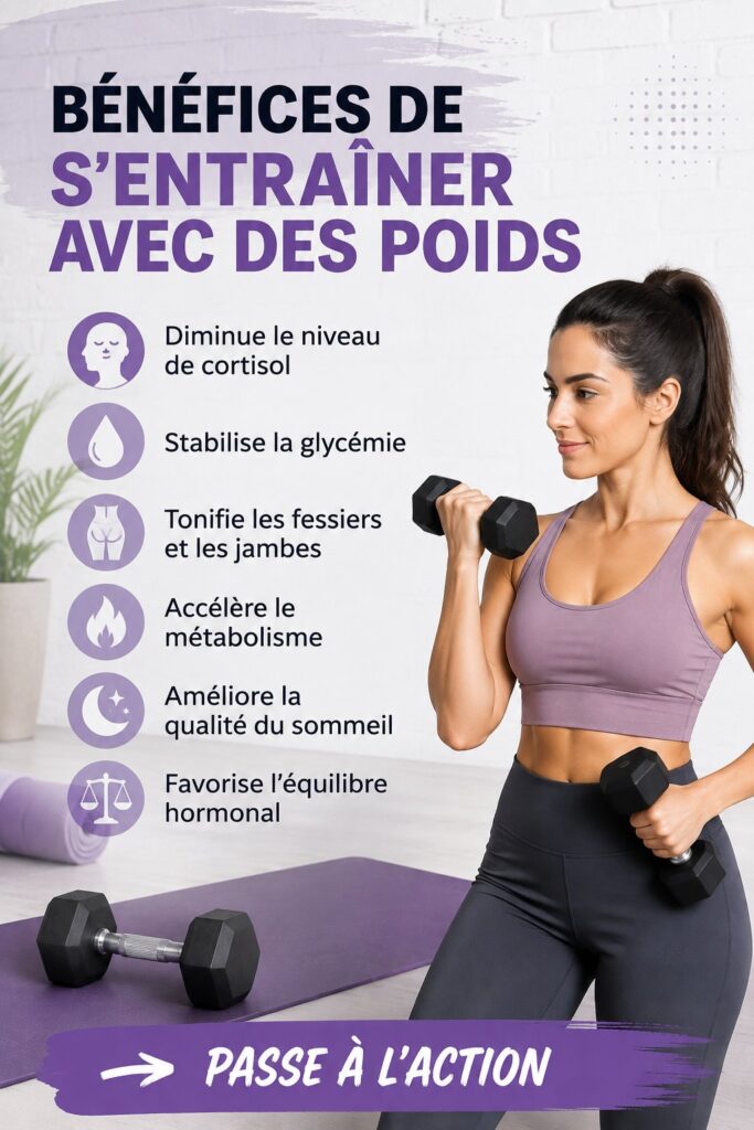 Femme faisant de l'entraînement avec des poids dans un cadre de fitness