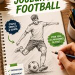 Image d'un dessin représentant un joueur de football en action, illustrant la créativité artistique liée au sport.