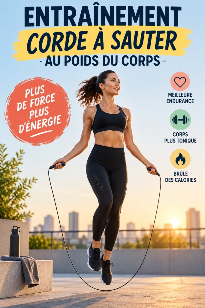 Femme faisant un entraînement de corde à sauter à la maison