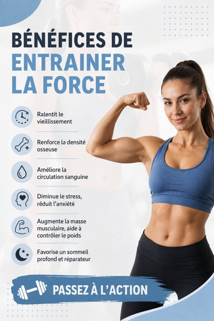Femme entraînant sa force dans une salle de sport, se concentrant sur son bien-être.
