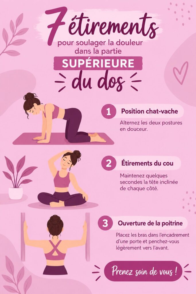 Femme effectuant des étirements pour soulager le haut du dos