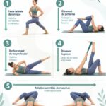 Femme pratiquant des exercices d'étirement pour soulager la bursite trochantérienne au sol.