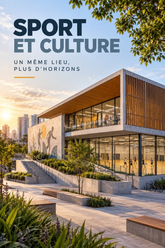 Intérieur du gymnase des sports et arts de São Luís, montrant des espaces lumineux pour le fitness.