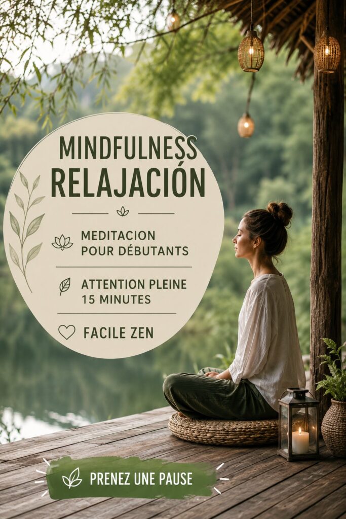 Femme méditant dans un environnement calme, représentant la sérénité et la relaxation.