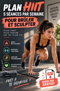Femme pratiquant des exercices de HIIT à la maison, avec des poids légers