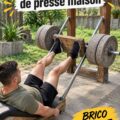 Image d'une presse à cuisses faite maison en bois et métal.