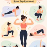 Femme s'étirant sur un tapis de yoga, illustrant une routine complète de bien-être