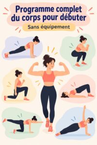 Femme s'étirant sur un tapis de yoga, illustrant une routine complète de bien-être