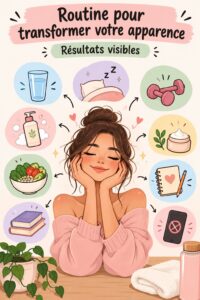 Femme heureuse pratiquant une routine glow up pour améliorer son bien-être