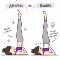 Femme pratiquant Sarvangasana, la posture de la chandelle, sur un tapis de yoga dans un cadre calme.