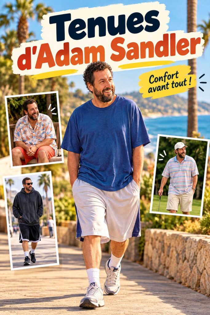 Tenue décontractée inspirée d'Adam Sandler, alliant confort et style.