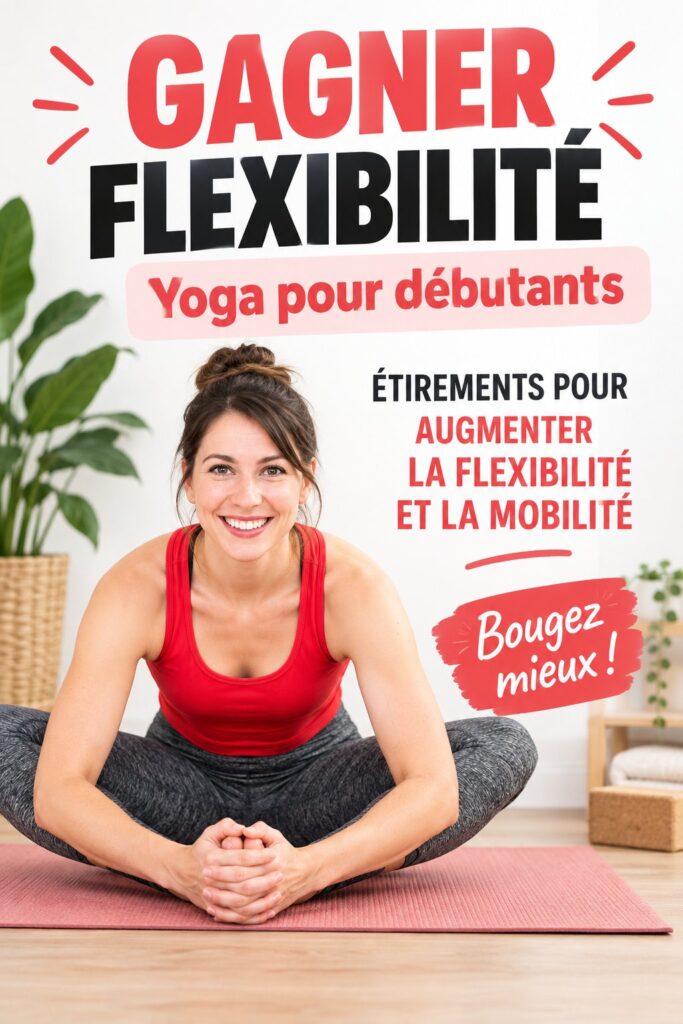 Femme faisant du yoga pour améliorer sa flexibilité dans un cadre serein.