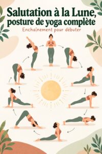 Femme pratiquant le Chandra Namaskar, une salutation apaisante du yoga.