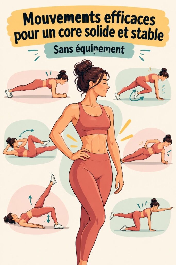 Femme pratiquant des exercices pour renforcer son core avec une bonne posture.