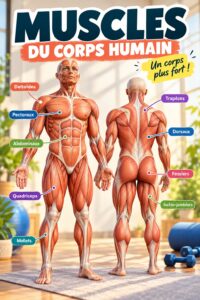 Illustration montrant les principaux muscles du corps humain en contexte fitness