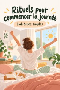 Femme faisant du yoga au lever du soleil, symbole de routine matinale apaisante.