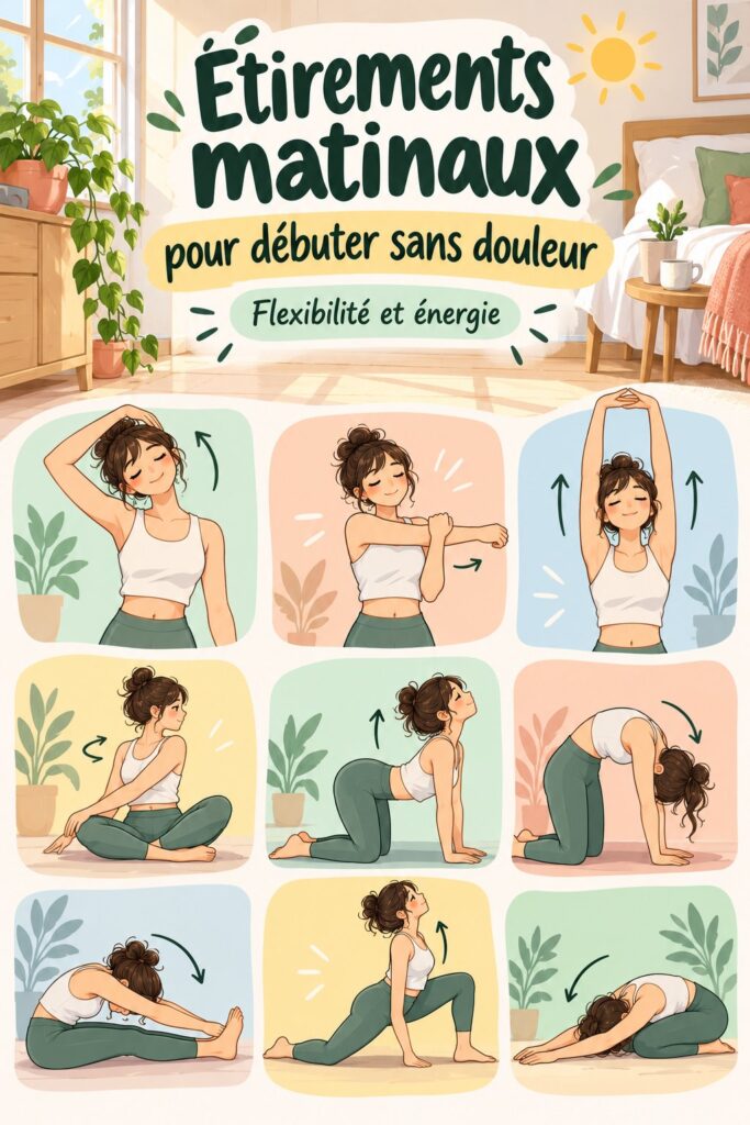 Femme en train de réaliser des étirements matinaux doux
