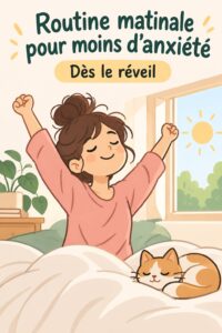 Une femme pratiquant la méditation matinale dans un cadre tranquille pour réduire son anxiété