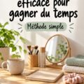 Femme heureuse pratiquant une routine matinale dans un environnement apaisant, mettant en avant la thématique du bien-être