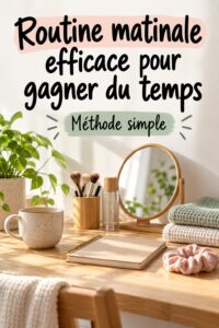 Femme heureuse pratiquant une routine matinale dans un environnement apaisant, mettant en avant la thématique du bien-être