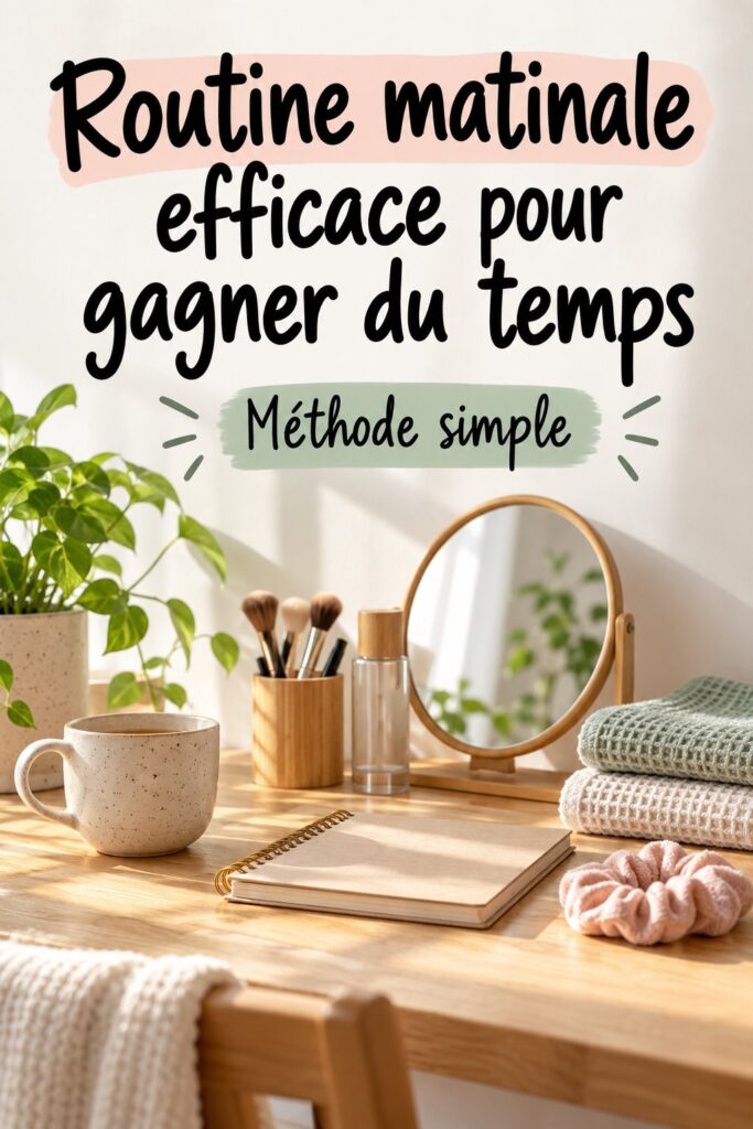 Femme heureuse pratiquant une routine matinale dans un environnement apaisant, mettant en avant la thématique du bien-être