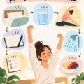femme pratiquant le yoga le matin avant de commencer sa journée productive