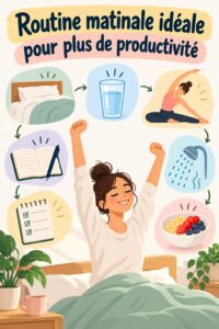 femme pratiquant le yoga le matin avant de commencer sa journée productive