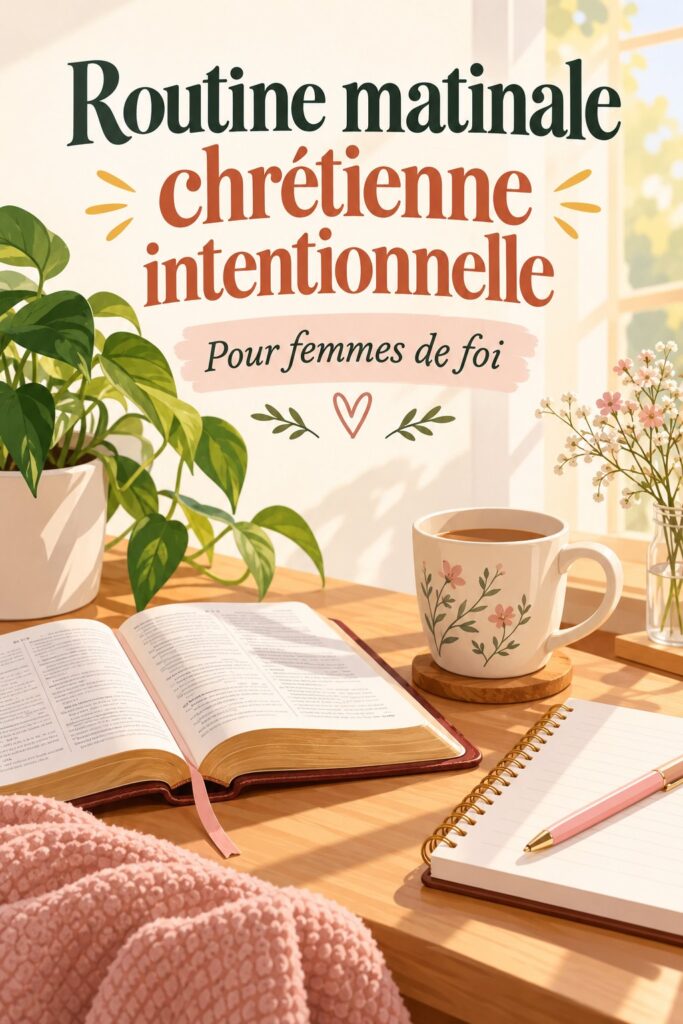 Femme méditant le matin avec une tasse de thé et un livre inspirant.