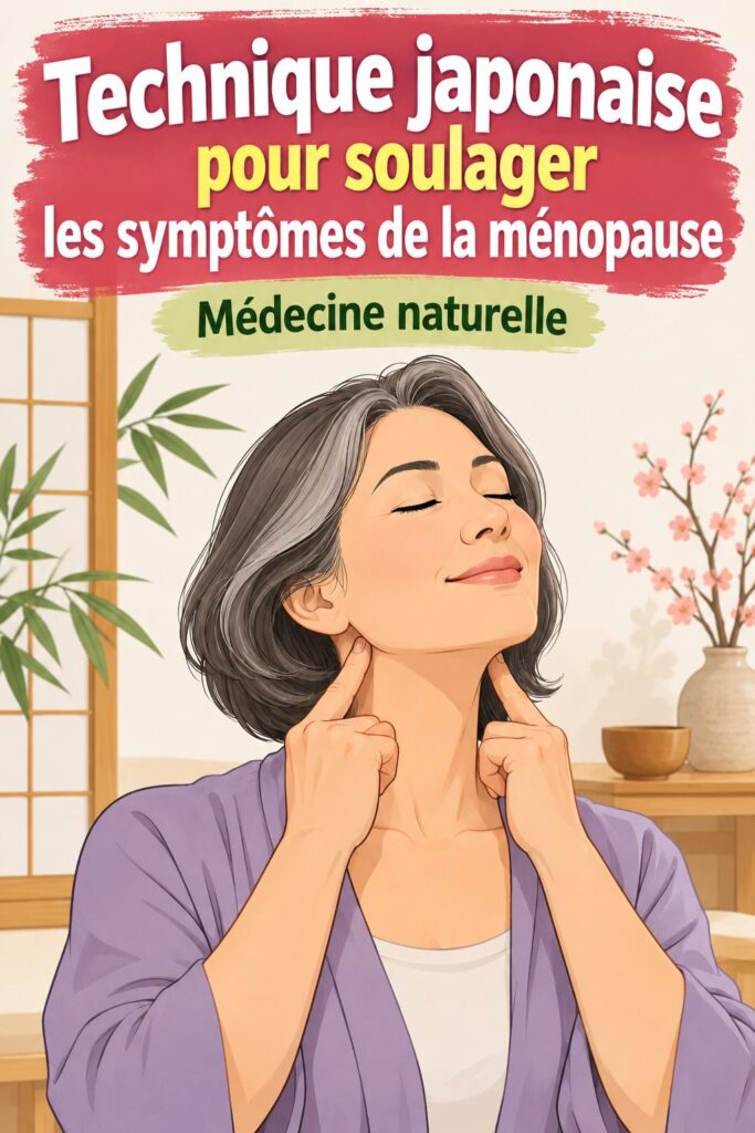 Femme pratiquant une technique japonaise apaisante pour soulager les symptômes de la ménopause.