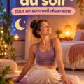Femme pratiquant le yoga du soir pour relaxer son esprit et mieux dormir.